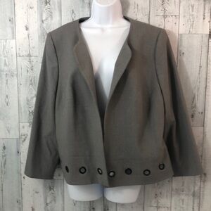 Nine West Gray Blazer Grommet Detailing 14W